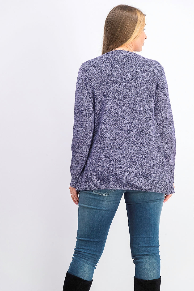 Karen Scott Suéter Feminino de Tricô com Painel Roxo Tamanho X-G