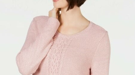 Karen Scott Suéter Feminino de Tricô com Painel Ks Rosa Chá Tamanho Extra Grande