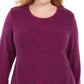 Karen Scott Suéter Feminino Plus Size em Tricô com Painel Rosa Tamanho Extra Grande