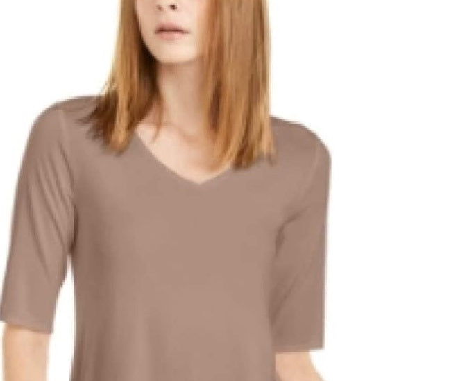 Túnica feminina Alfani com decote em V e alças largas, tamanho pequeno, em cerâmica e argila