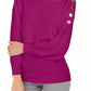 Suéter feminino com manga de botão da coleção JM, roxo, tamanho XX-grande
