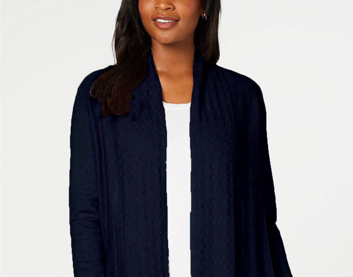 Karen Scott Cardigan Feminino Frente Aberta Bege Tamanho Médio