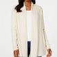 Karen Scott Cardigan Feminino Aberto na Frente Bege Escuro Tamanho 2 Extra Grande