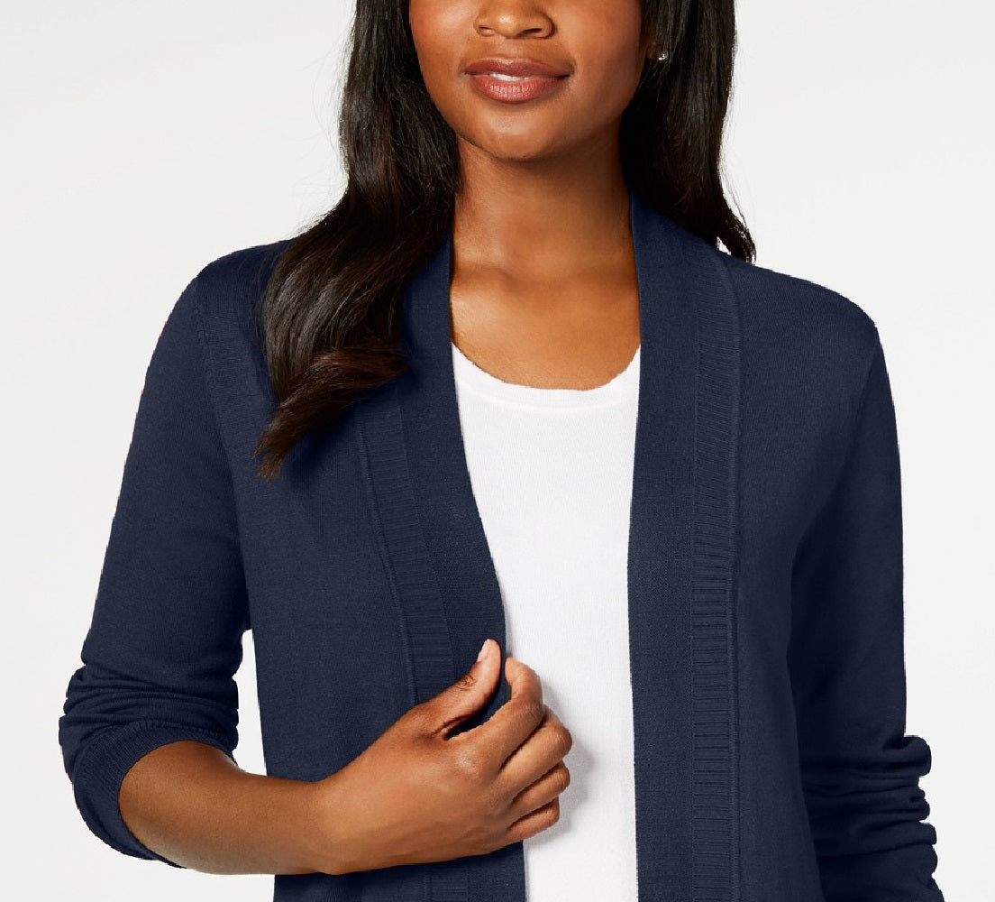 Karen Scott Cardigan Feminino Aberto na Frente Azul Marinho Tamanho Extra Pequeno