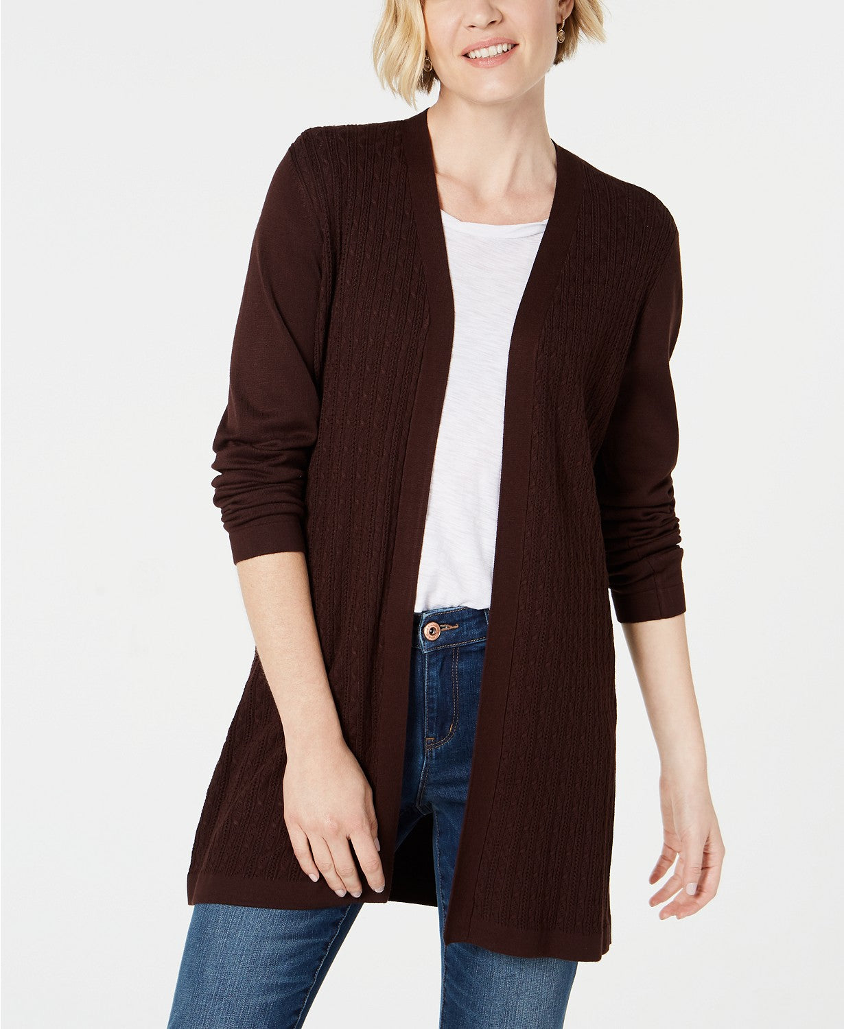 Karen Scott Cardigan Feminino Aberto na Frente Azul Tamanho P