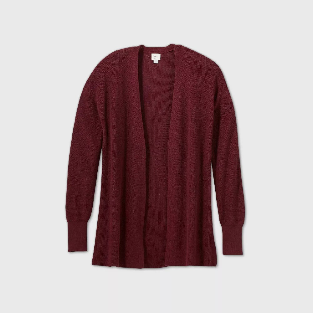 Karen Scott Cardigan Feminino Aberto na Frente Vermelho Tamanho Grande