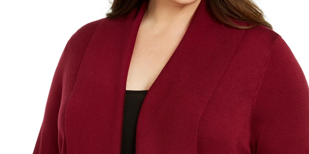 Karen Scott Cardigan Feminino Frente Aberta Médio Vermelho Tamanho 3X