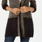 Karen Scott Cardigan Feminino Colorblocked Aberto na Frente Marrom Tamanho Extra Grande