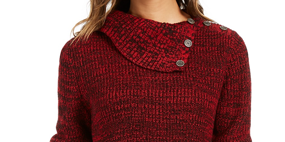 Suéter feminino estilo &amp; co com gola envelope, tamanho pequeno, vermelho