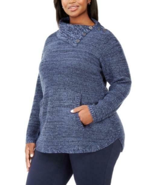 Suéter feminino plus size com acabamento em botões Style &amp; Co, azul, tamanho XX-G