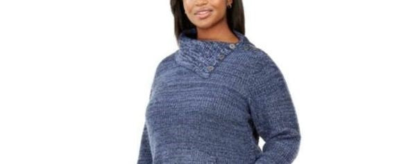 Suéter feminino com acabamento em botões Style &amp; Co, azul, tamanho 1X