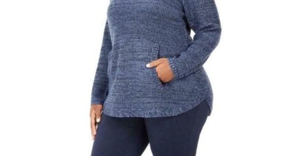 Suéter feminino com acabamento em botões Style &amp; Co, azul, tamanho 1X