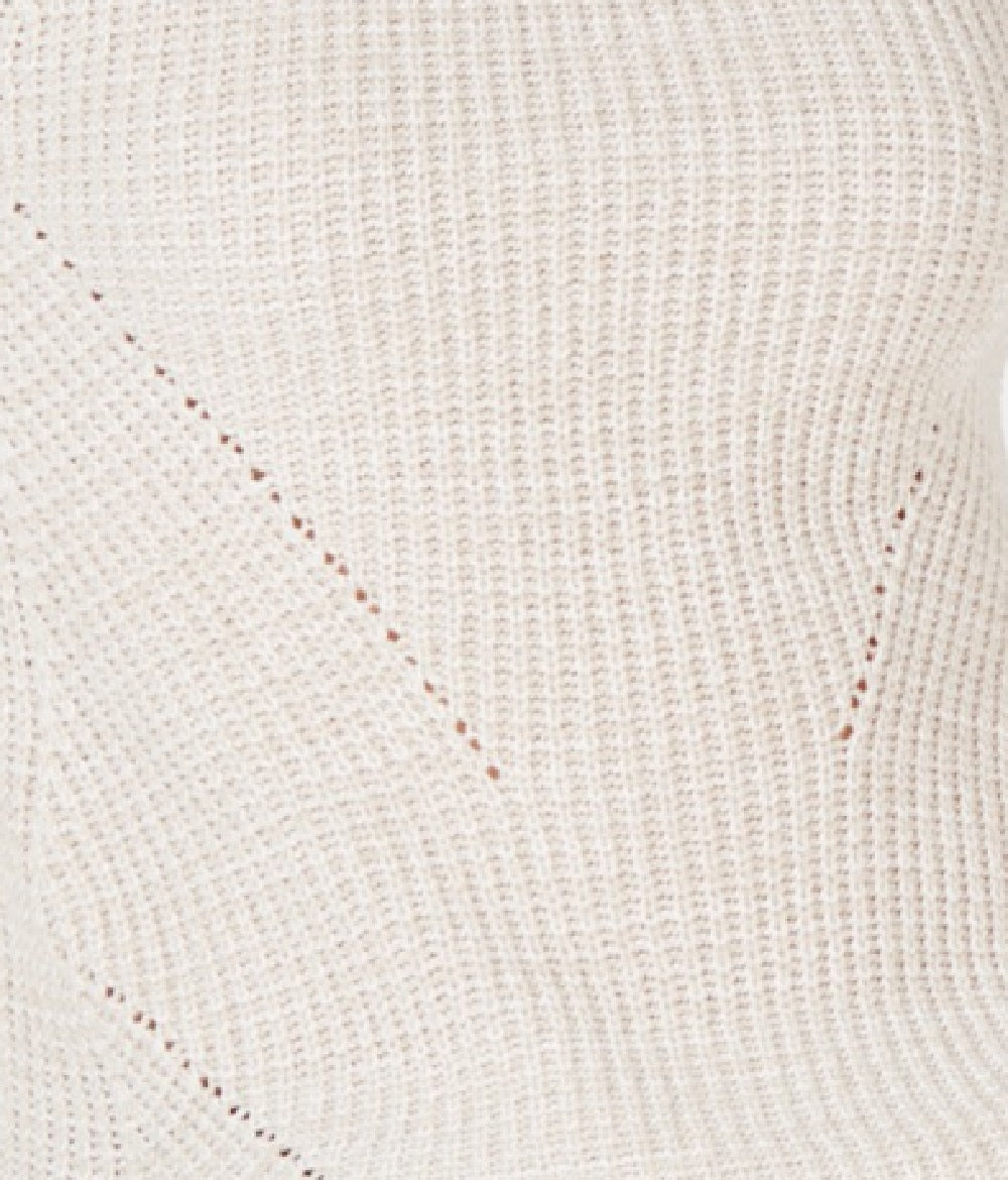 Suéter feminino de gola redonda mesclado estilo &amp; co, bege, tamanho pequeno