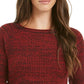Suéter feminino de gola redonda mesclado estilo &amp; co, vermelho, tamanho médio