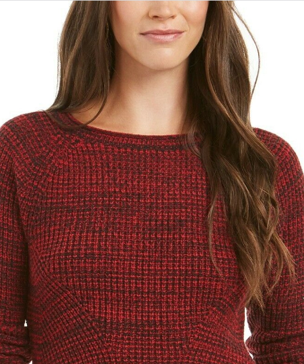 Suéter feminino de gola redonda mesclado estilo &amp; co, vermelho, tamanho médio