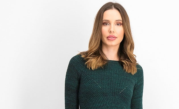 Suéter feminino de malha mesclada pequena estilo &amp; co, verde, tamanho pequeno