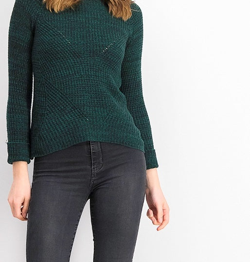 Suéter feminino de malha mesclada pequena estilo &amp; co, verde, tamanho pequeno