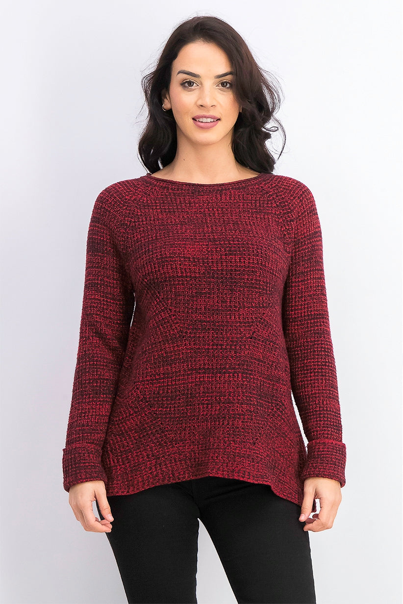 Suéter feminino de malha mesclada Petite Style &amp; Co, tamanho pequeno, vermelho