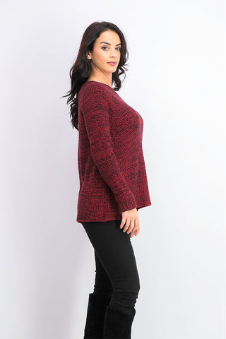 Suéter feminino de malha mesclada Petite Style &amp; Co, tamanho pequeno, vermelho