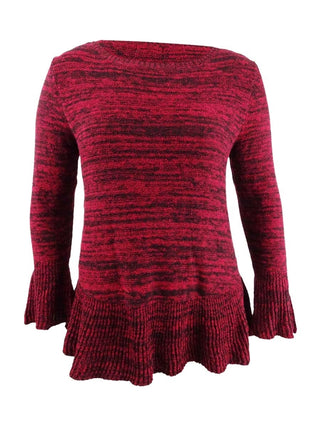 Suéter de malha mesclado feminino Style &amp; Co, tamanho pequeno, vermelho