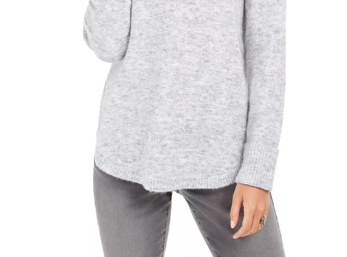 Suéter feminino de malha waffle com gola alta e estilo estilo &amp; co, cinza, tamanho médio