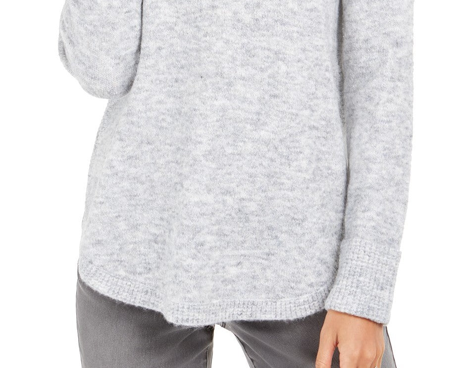 Suéter feminino de malha waffle com gola alta e estilo estilo &amp; co, cinza, tamanho pequeno