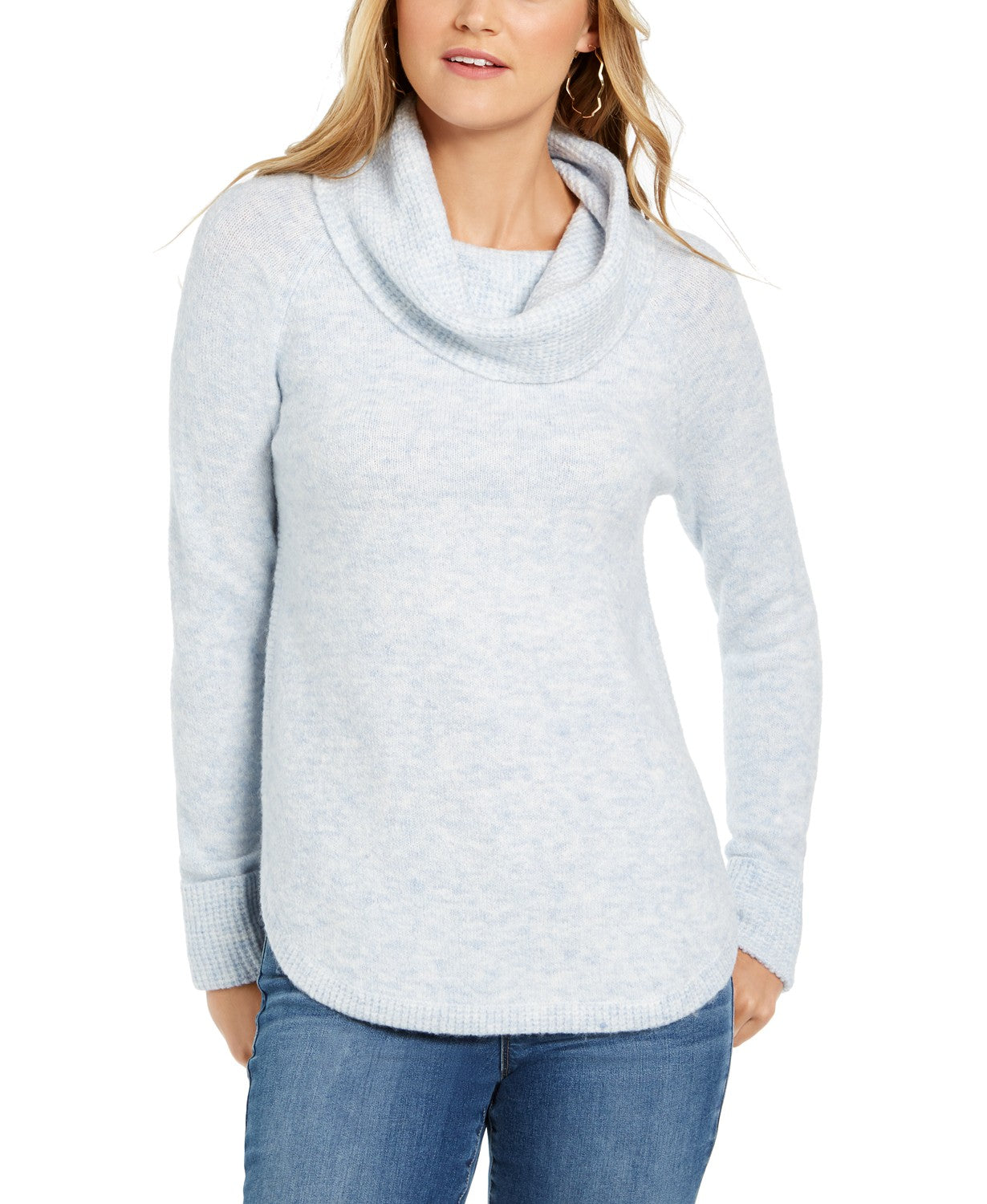 Suéter feminino estilo &amp; co com decote redondo, tamanho pequeno, azul, combo, tamanho pequeno