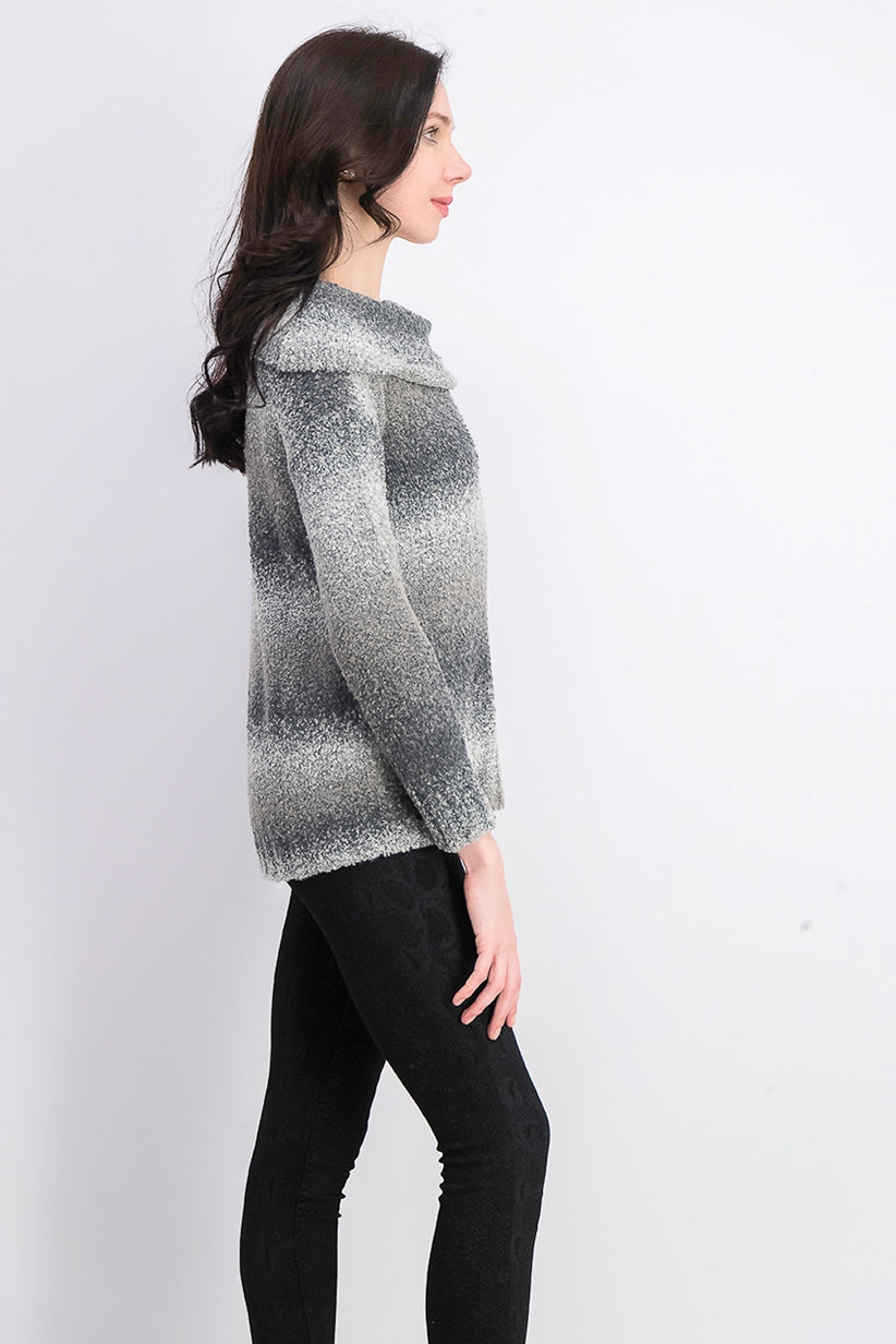 Suéter feminino estilo &amp; co com gola alta, tamanho médio, cinza