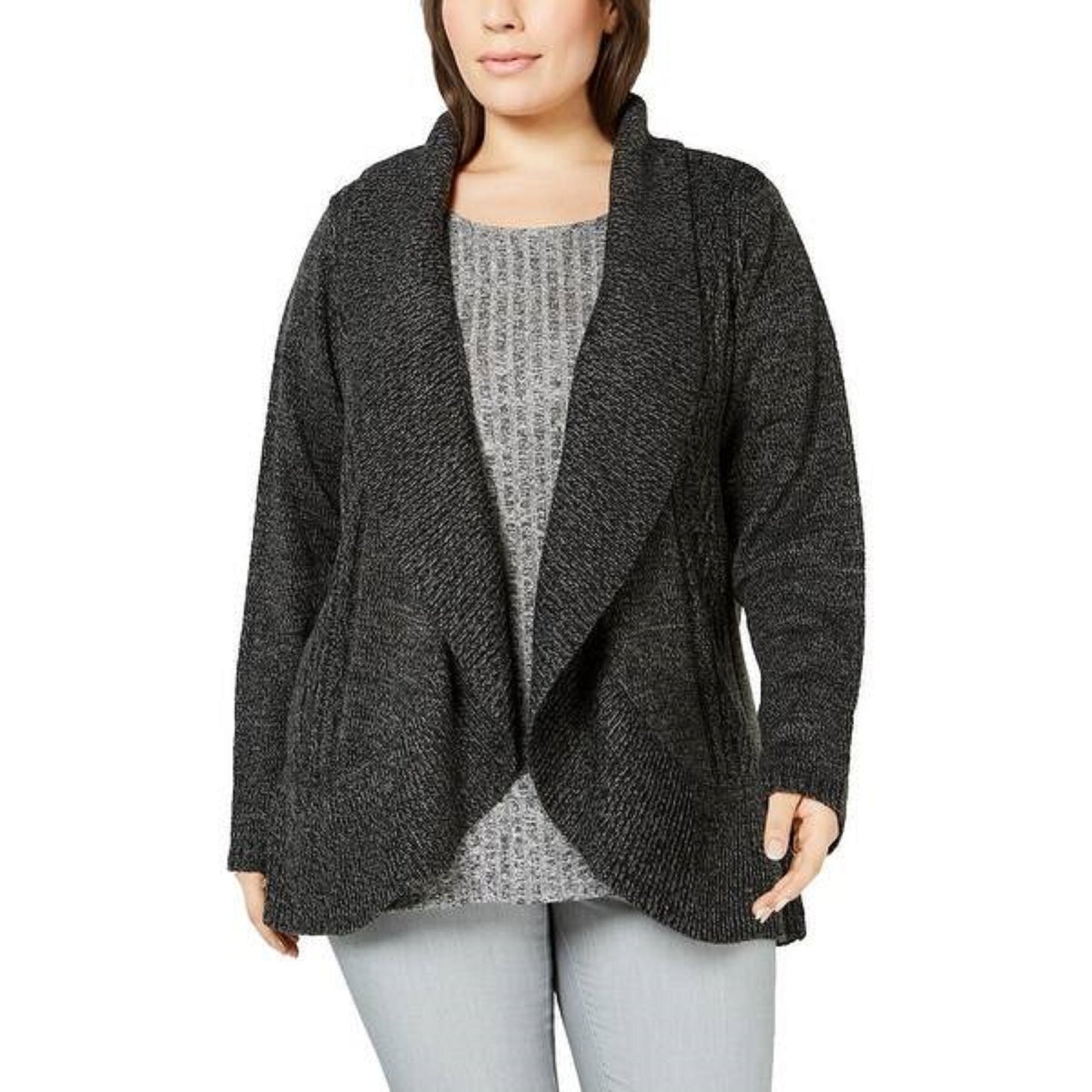Karen Scott Cardigan Cocoon Feminino Preto Tamanho 2 Extra Grande
