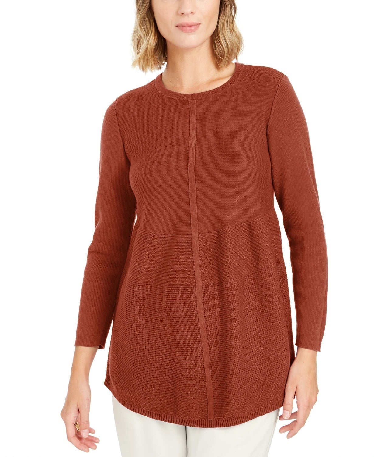 Túnica feminina de malha com pontos mistos Style &amp; Co, bege, tamanho X-S