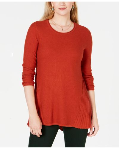 Suéter túnica feminino alto-baixo estilo &amp; co vermelho tamanho médio