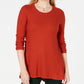 Suéter plissado alto-baixo feminino Style &amp; Co, tamanho Penny, cobre, tamanho PS
