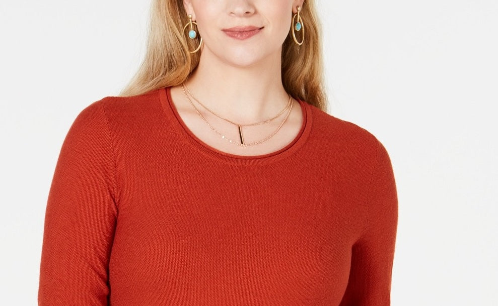 Suéter plissado alto-baixo feminino Style &amp; Co, tamanho Penny, cobre, tamanho PS