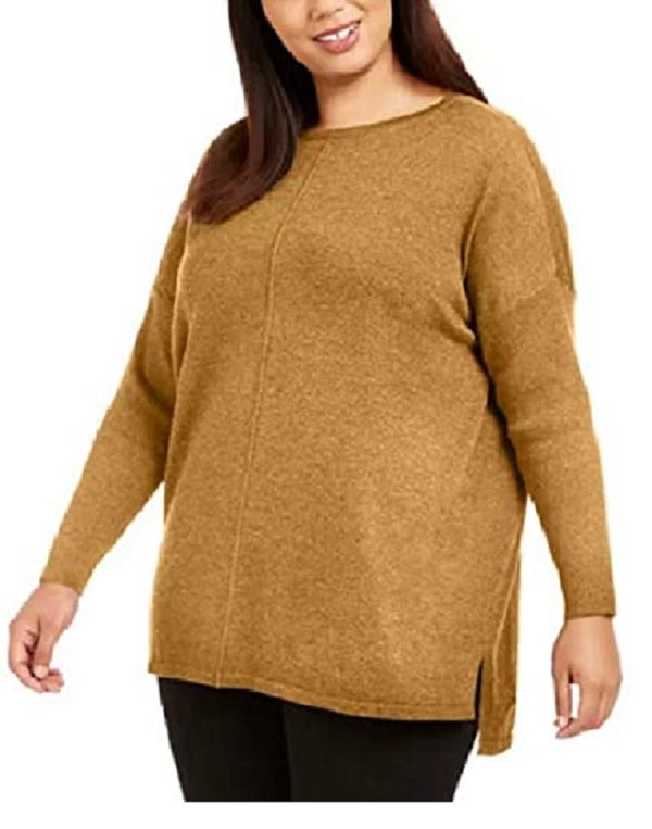 Suéter túnica feminino estilo &amp; co com costura frontal pequena, marrom, tamanho pequeno pequeno