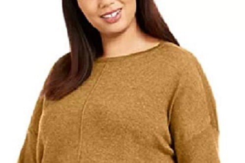 Suéter túnica feminino estilo &amp; co com costura frontal pequena, marrom, tamanho pequeno pequeno