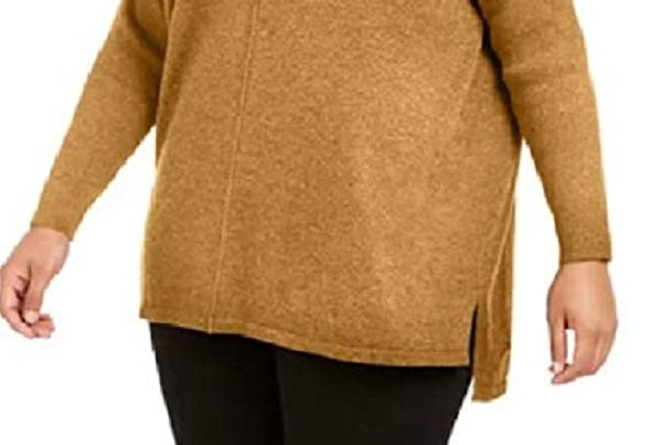 Suéter túnica feminino estilo &amp; co com costura frontal pequena, marrom, tamanho pequeno pequeno