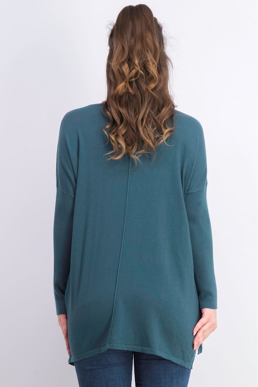 Suéter túnica feminino estilo &amp; co com costura frontal pequena, azul, tamanho pequeno