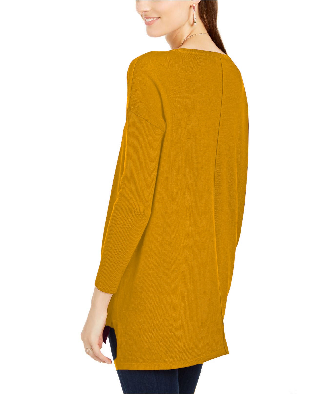 Suéter túnica feminino estilo &amp; co com costura frontal pequena, marrom, tamanho pequeno