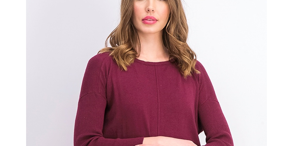 Suéter túnica feminino estilo &amp; co com costura frontal pequena, vermelho escuro, tamanho pequeno