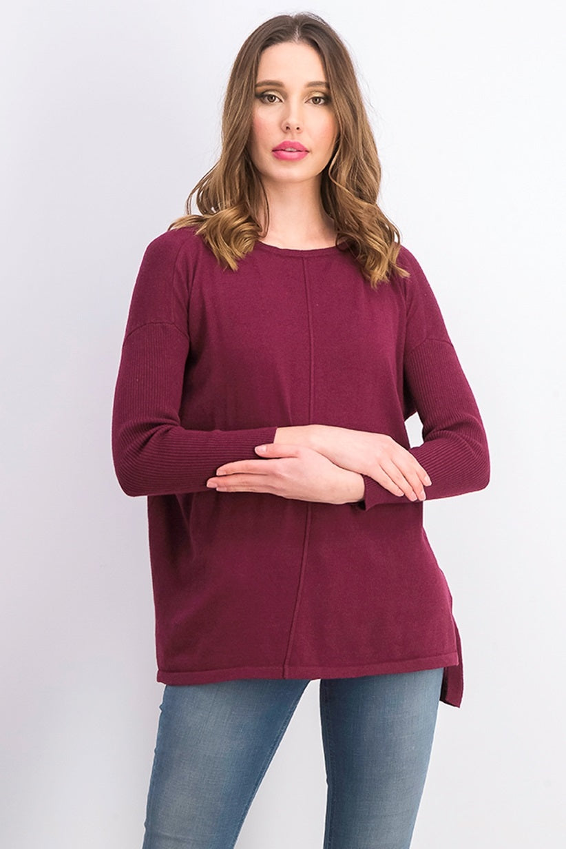 Suéter túnica feminino estilo &amp; co com costura frontal pequena, vermelho, tamanho GG