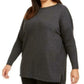 Suéter túnica plus size feminino Style &amp; Co com costura frontal cinza escuro tamanho 1X