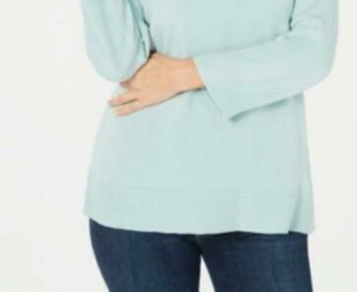 Karen Scott Suéter feminino de manga comprida com gola canoa, azul, tamanho extragrande