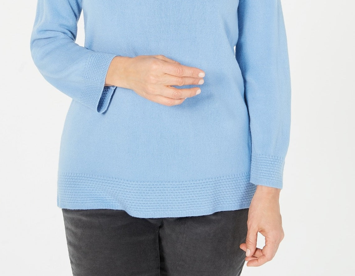 Karen Scott Suéter Feminino de Manga Longa com Gola Bateau Aquifer Tamanho Grande