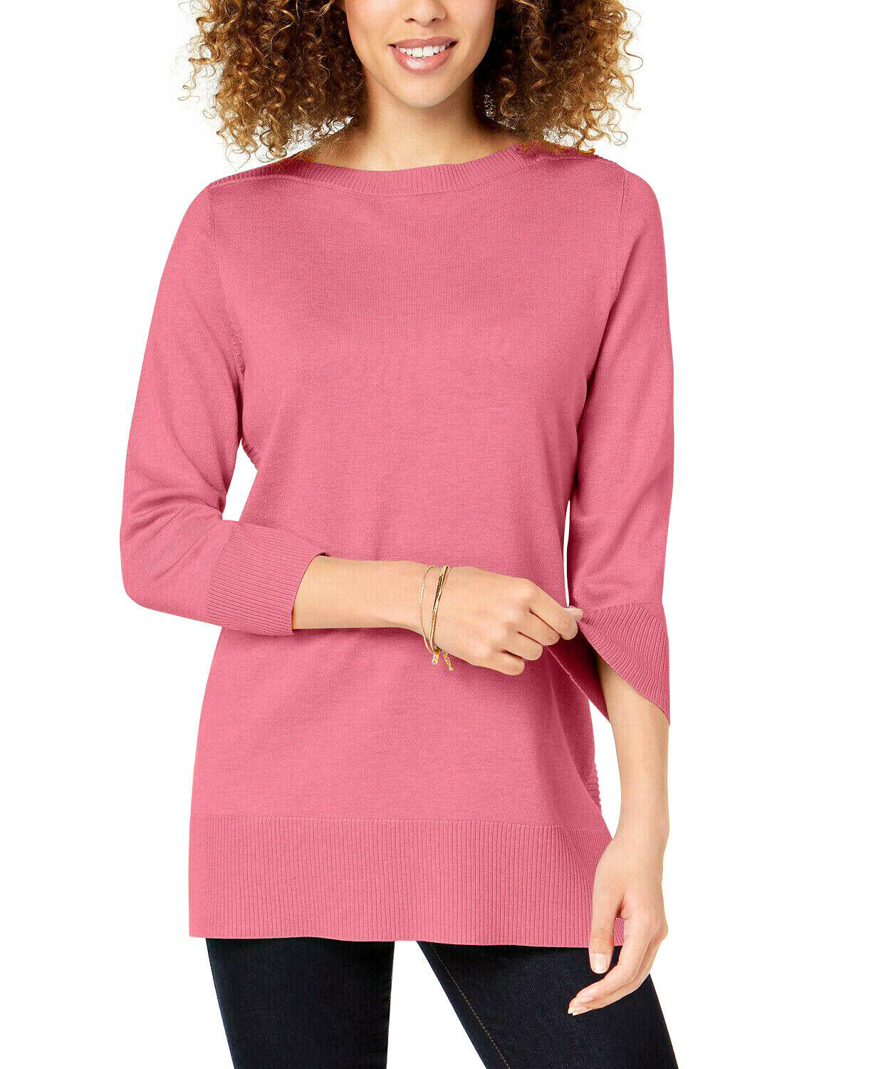 Karen Scott Suéter Feminino Gola Bateau Manga Longa Rosa Tamanho P