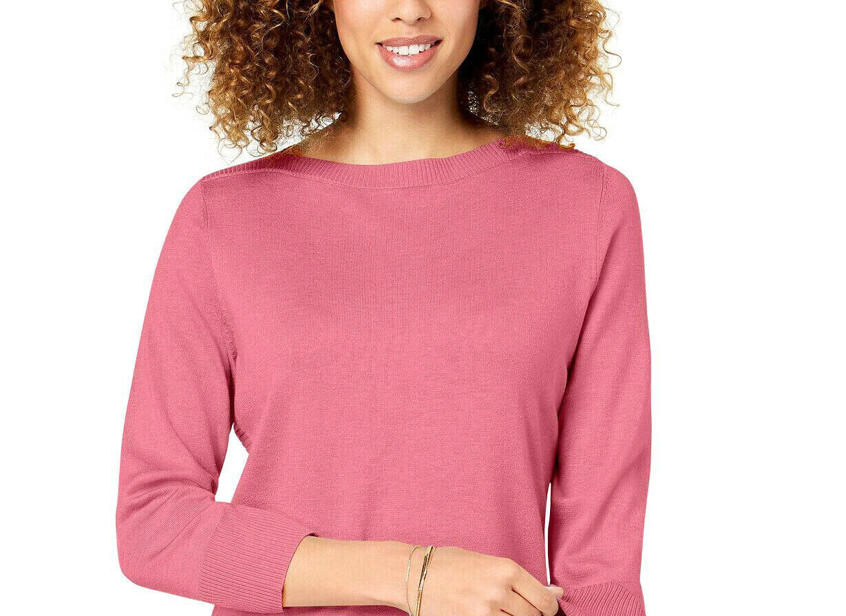 Karen Scott Suéter Feminino Gola Bateau Manga Longa Rosa Tamanho P