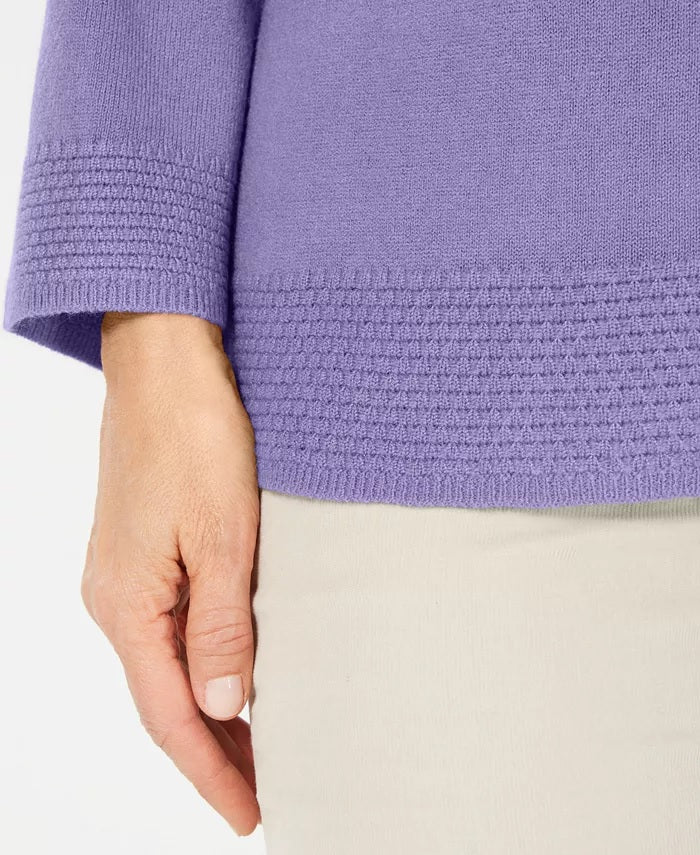 Karen Scott Suéter feminino de manga comprida com gola canoa, roxo, tamanho grande