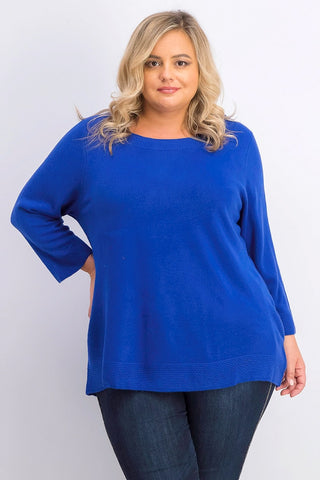 Karen Scott Women's Ballet Neckline Sweater Navy Size 2X