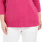 Karen Scott Suéter Plus Size Feminino com Decote Balé Rosa Médio Tamanho 1 Extra Grande