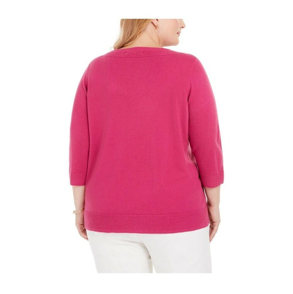 Karen Scott Suéter Feminino Decote Balé Framboesa Tamanho 2X