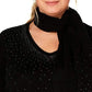 Karen Scott Suéter Feminino com Cachecol Enfeitado Preto Tamanho P